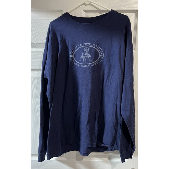 Reebok Vintage NFL New England Patriots Size XL Tall Navy Blue Long Sleeve Shirt - Picture 1 of 4